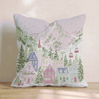 Blush Peak Ski Village Throw Pillow - Hillcroft Home