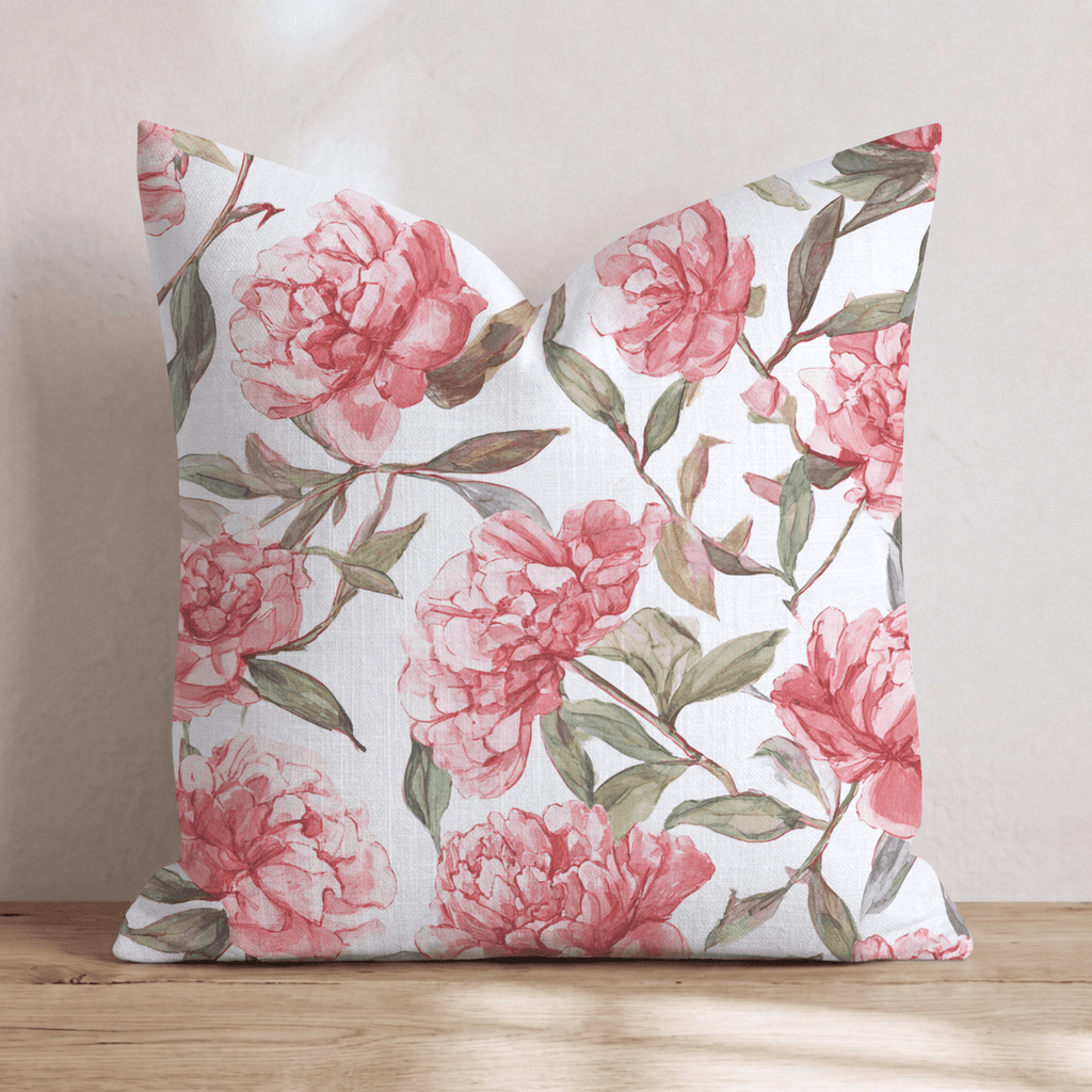 Blush Peony Trail Throw Pillow - Hillcroft Home