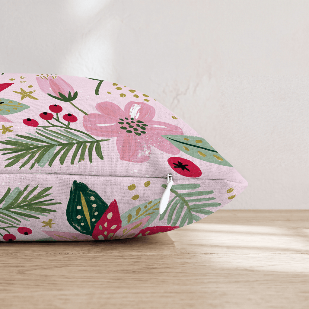 Blush Poinsettia Garden Throw Pillow - Hillcroft Home