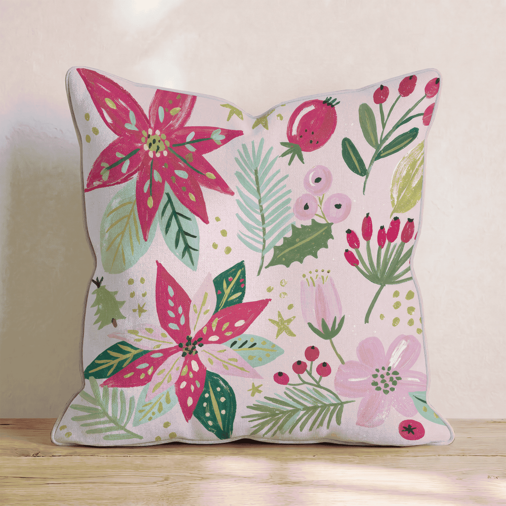 Blush Poinsettia Garden Throw Pillow - Hillcroft Home