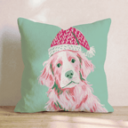 Blush Retriever Santa Cap Throw Pillow - Hillcroft Home