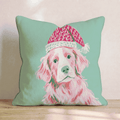 Blush Retriever Santa Cap Throw Pillow - Hillcroft Home