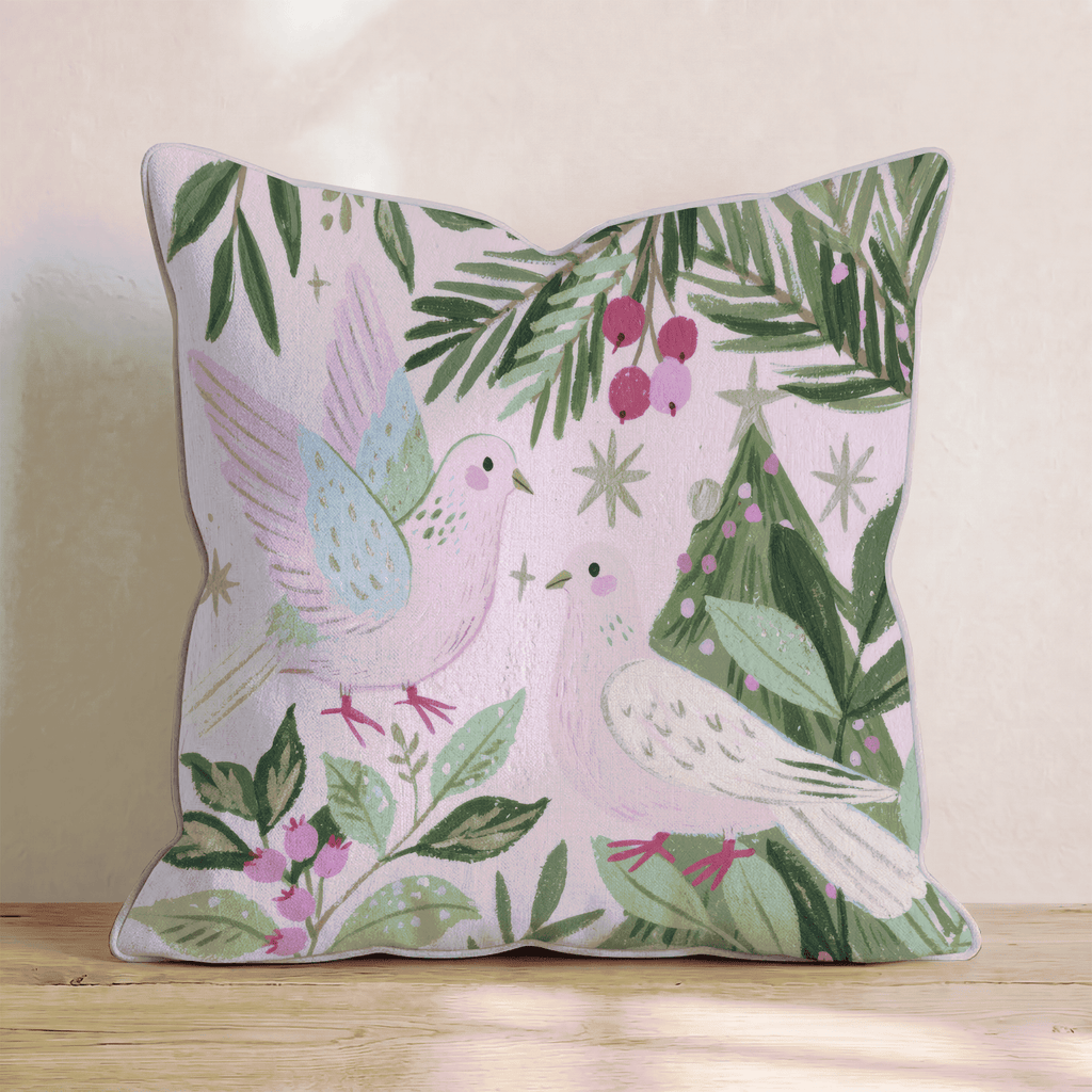 Blush Turtle Doves Throw Pillow - Hillcroft Home