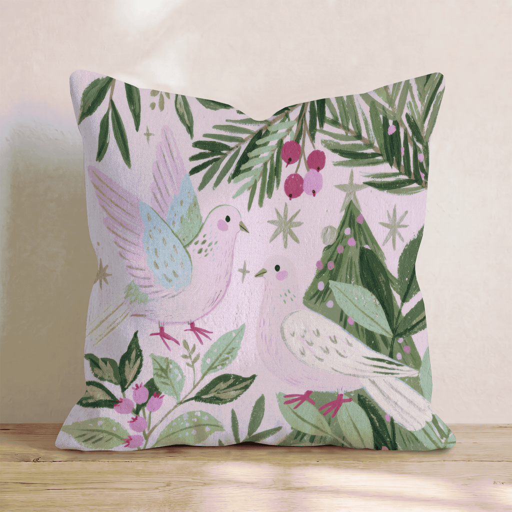 Blush Turtle Doves Throw Pillow - Hillcroft Home