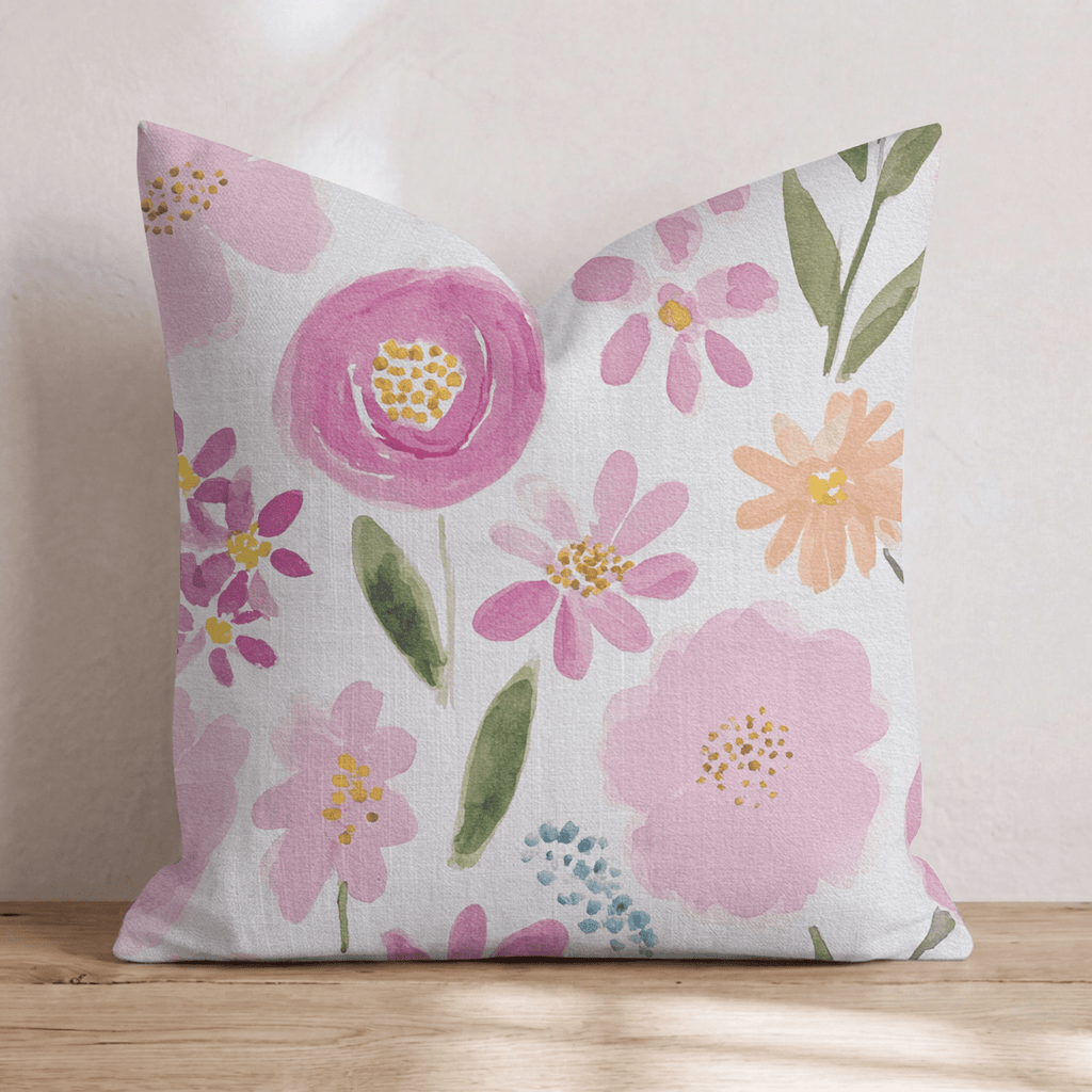 Blushing Garden Throw Pillow - Hillcroft Home