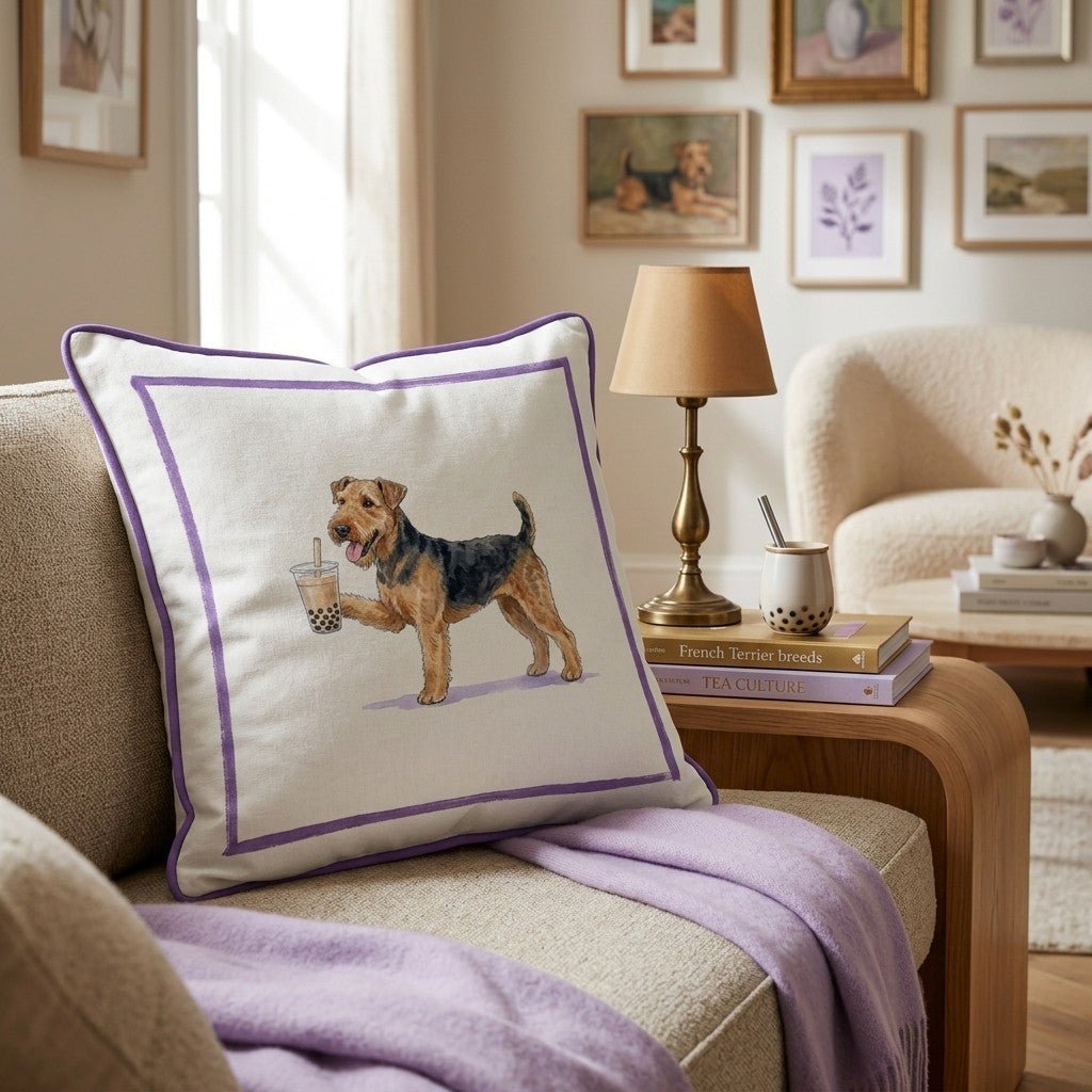 Boba Airedale Throw Pillow - Hillcroft Home