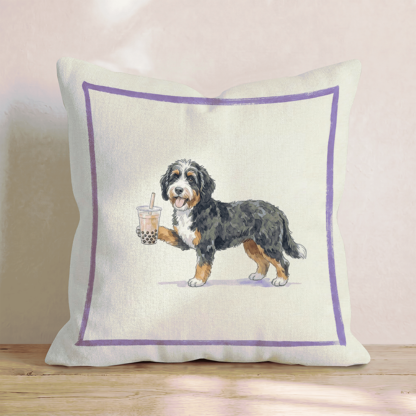Boba Bernedoodle Throw Pillow - Hillcroft Home