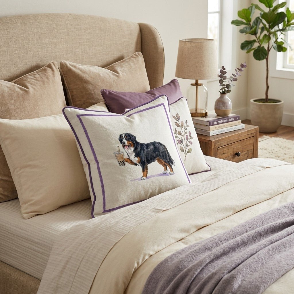 Boba Bernese Mountain Dog Throw Pillow - Hillcroft Home