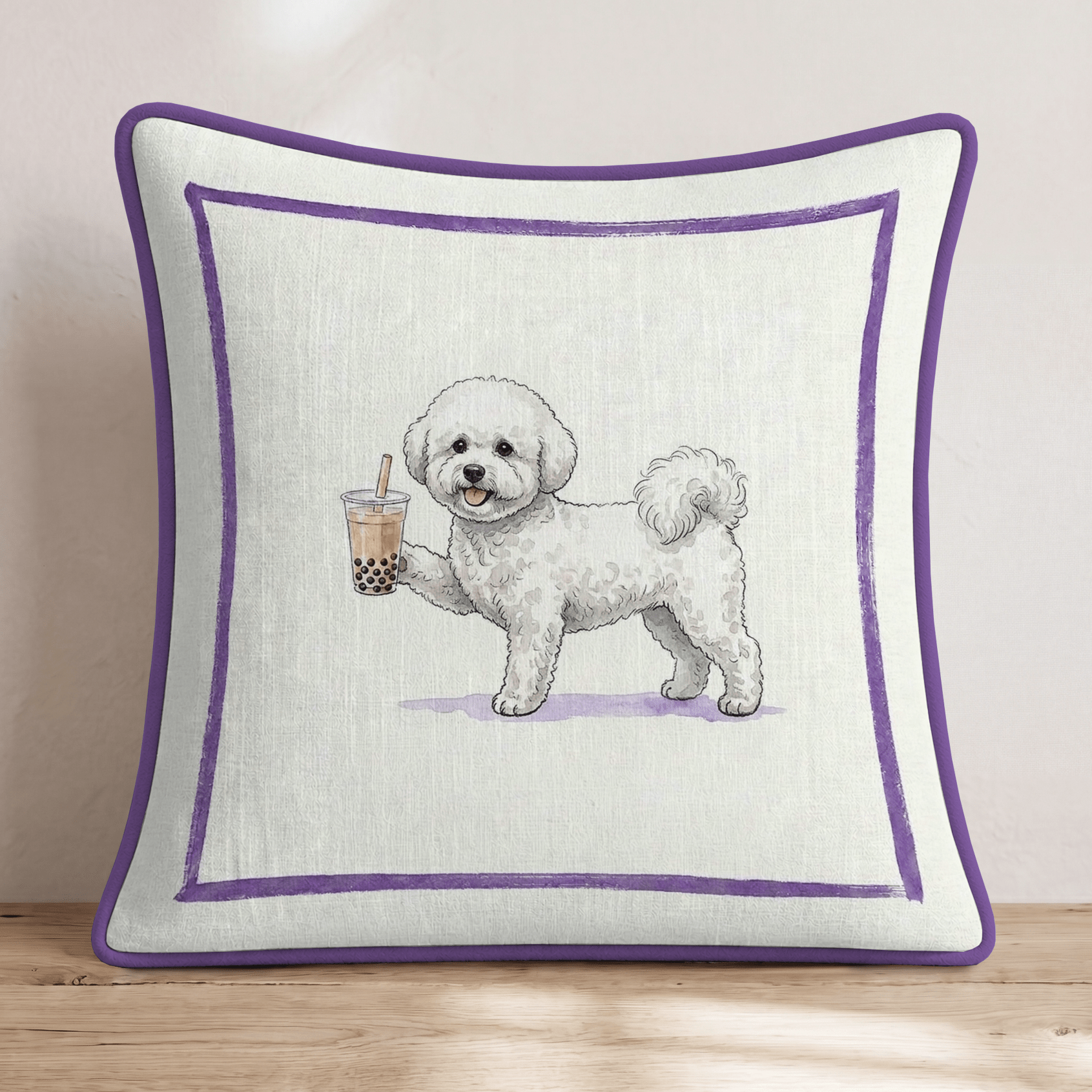 Boba Bichon Throw Pillow - Hillcroft Home