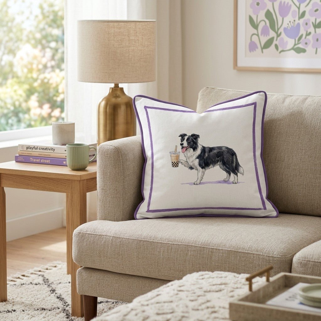 Boba Border Collie Throw Pillow - Hillcroft Home
