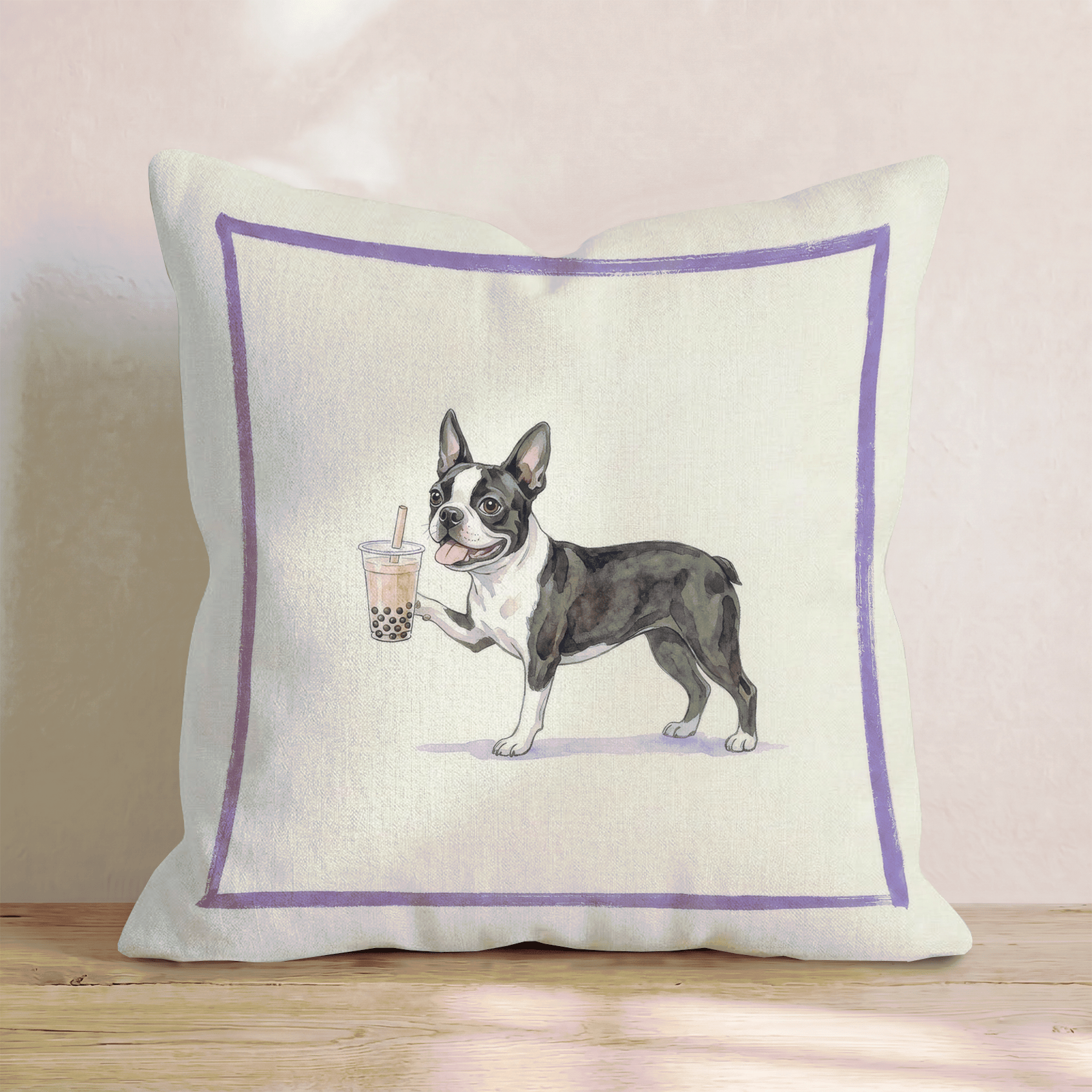 Boba Boston Terrier Throw Pillow - Hillcroft Home