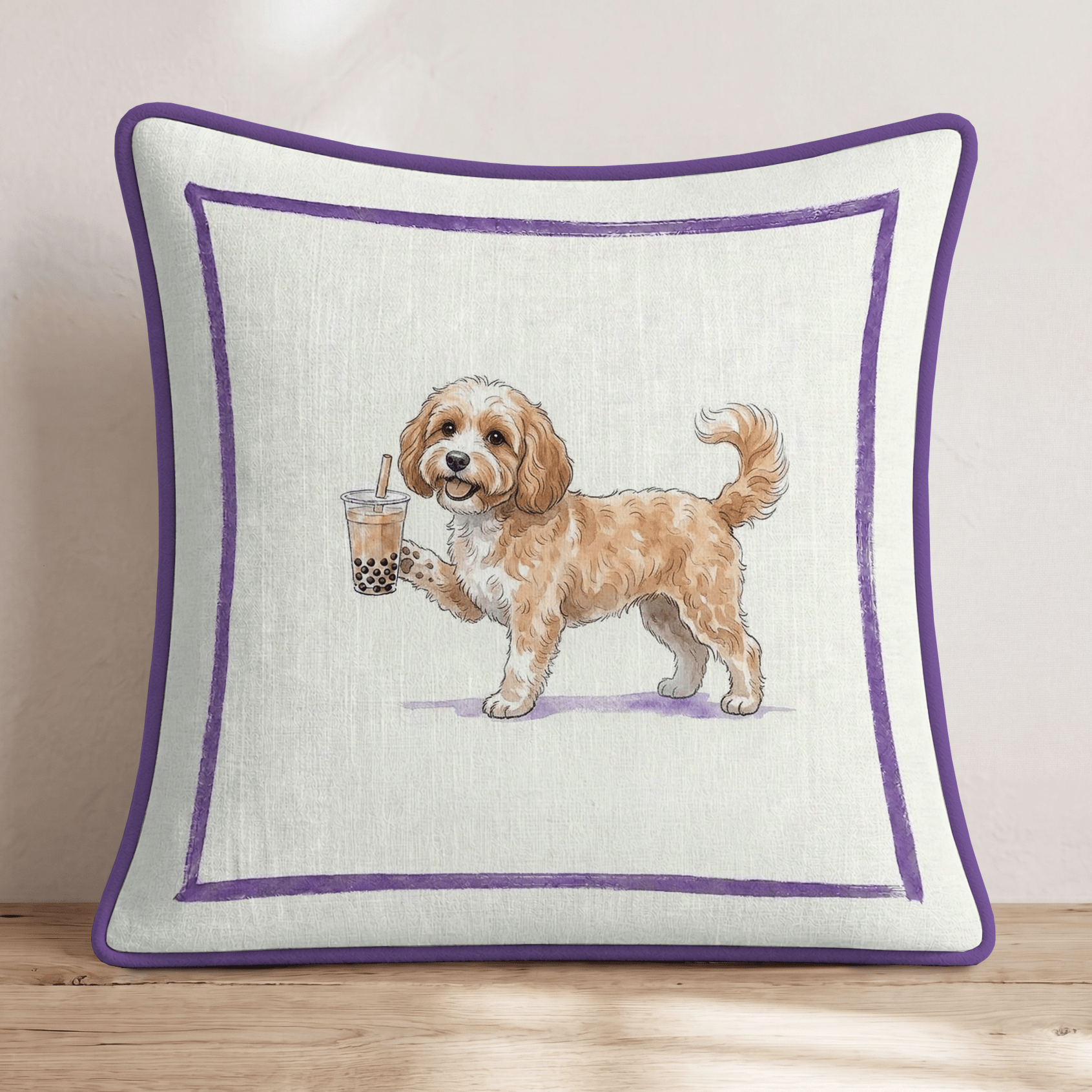 Boba Cavapoo Throw Pillow - Hillcroft Home