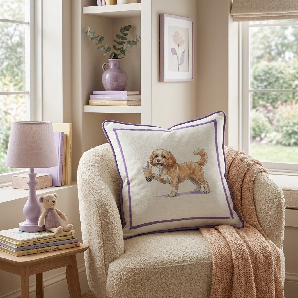 Boba Cavapoo Throw Pillow - Hillcroft Home