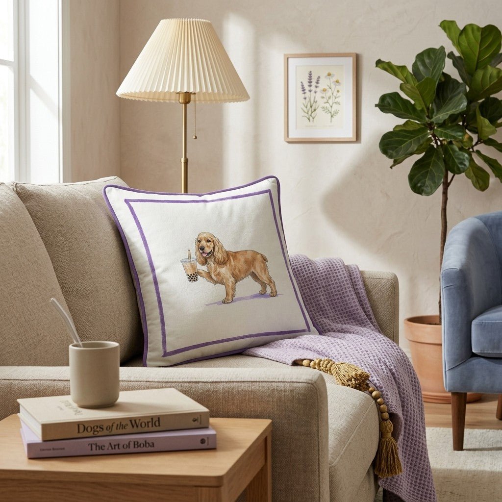 Boba Cocker Spaniel Throw Pillow - Hillcroft Home