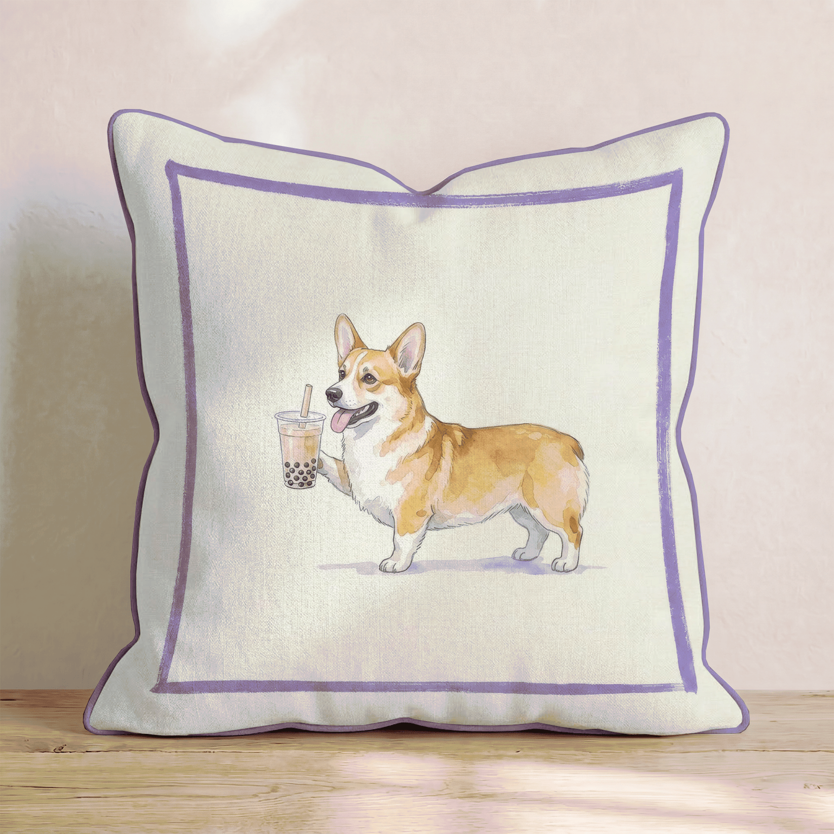 Boba Corgi Throw Pillow - Hillcroft Home