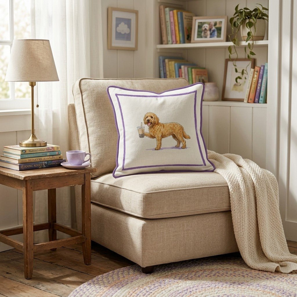 Boba Goldendoodle Throw Pillow - Hillcroft Home