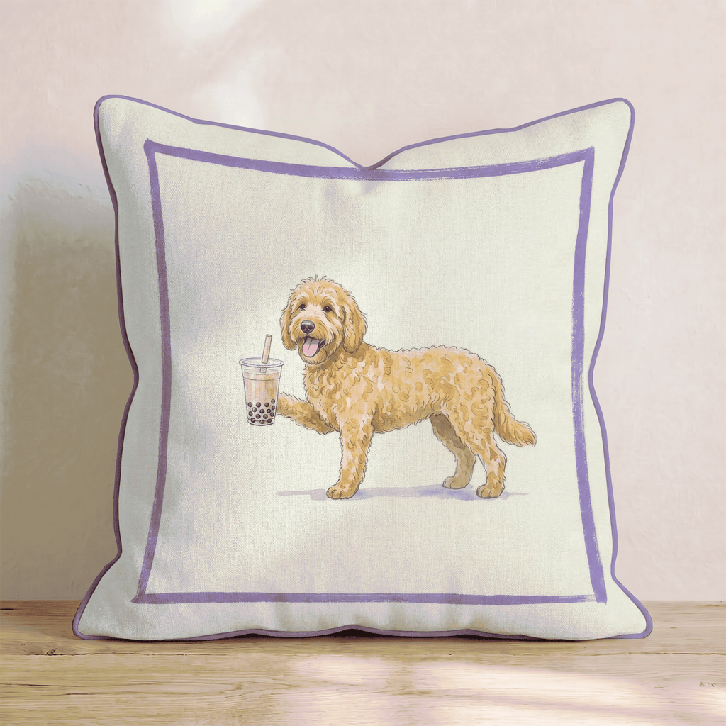 Boba Goldendoodle Throw Pillow - Hillcroft Home