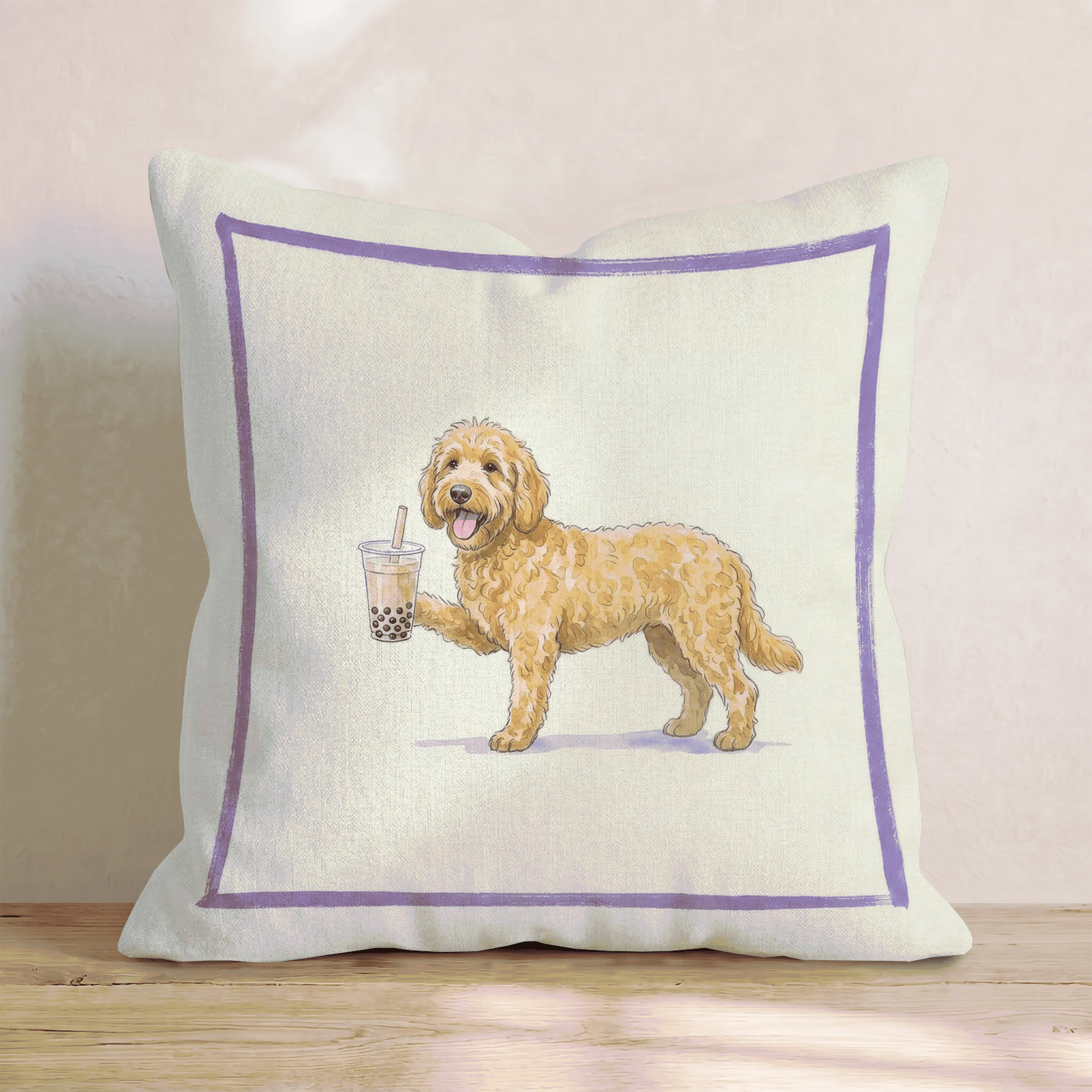 Boba Goldendoodle Throw Pillow - Hillcroft Home
