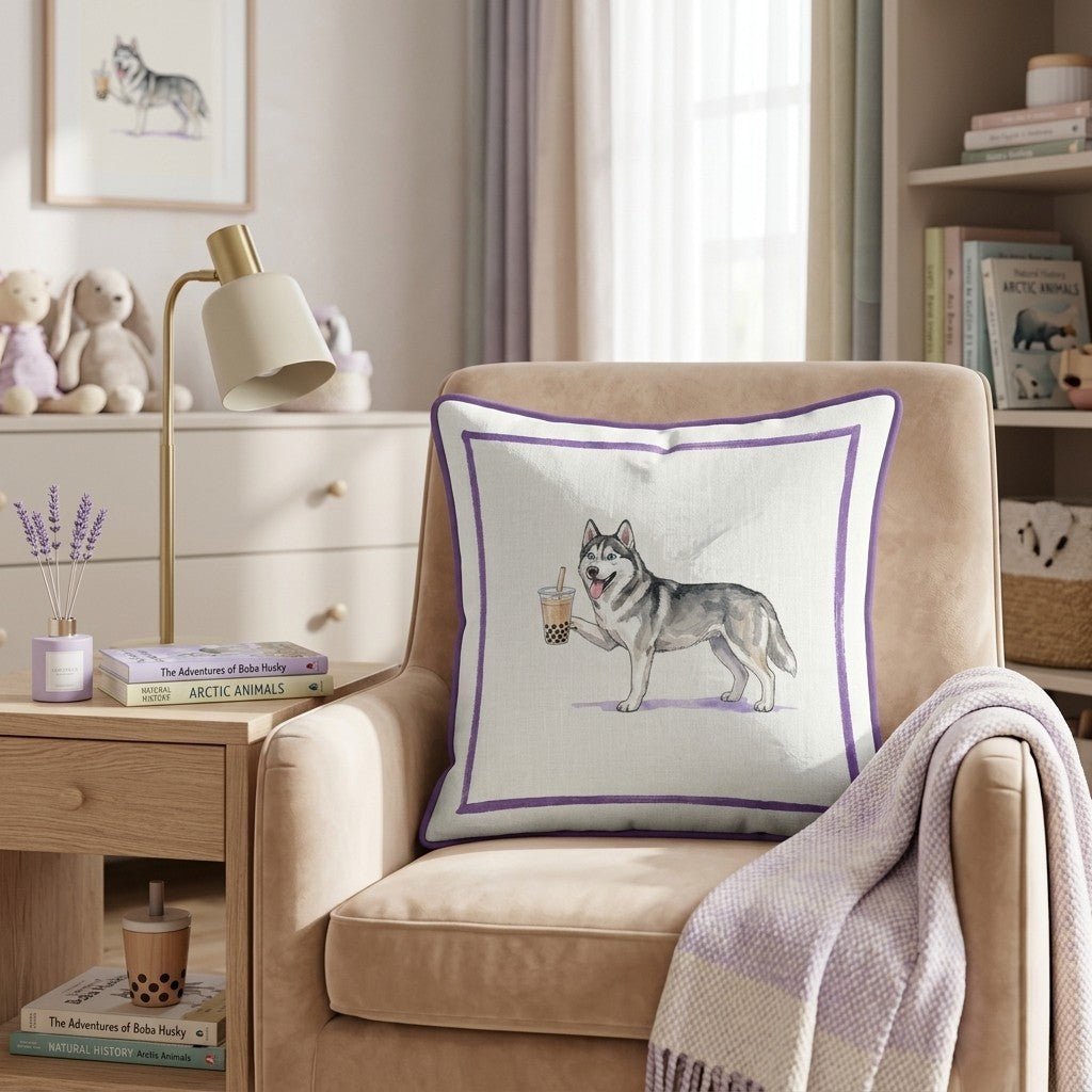 Boba Husky Throw Pillow - Hillcroft Home