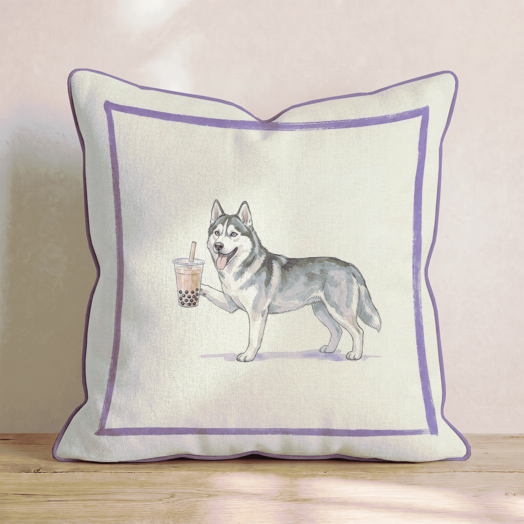 Boba Husky Throw Pillow - Hillcroft Home