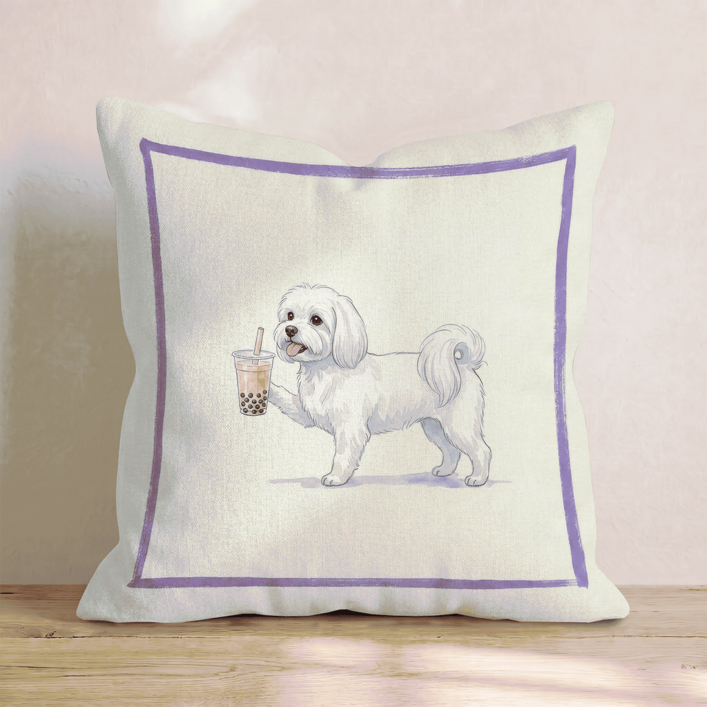 Boba Maltese Throw Pillow - Hillcroft Home