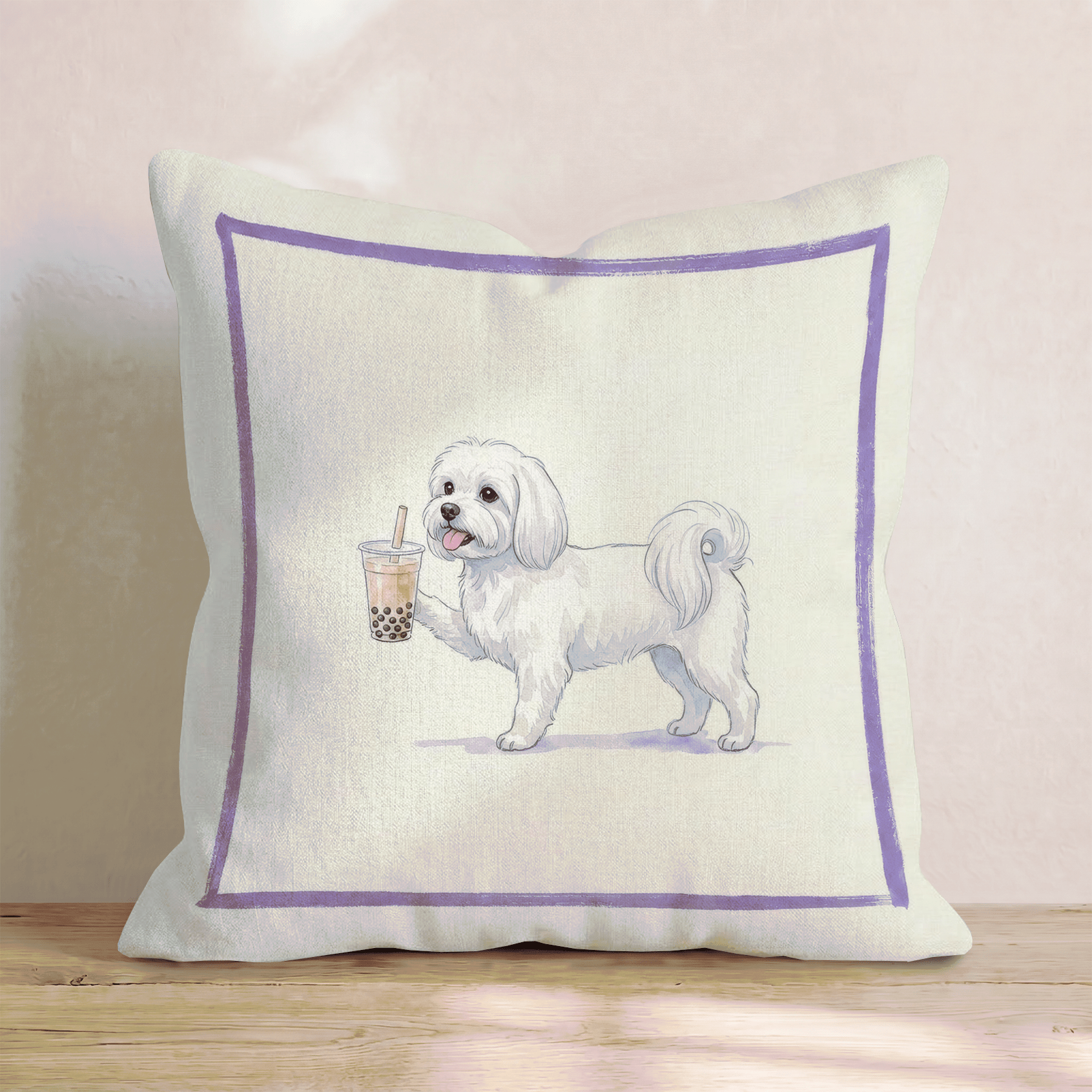Boba Maltese Throw Pillow - Hillcroft Home