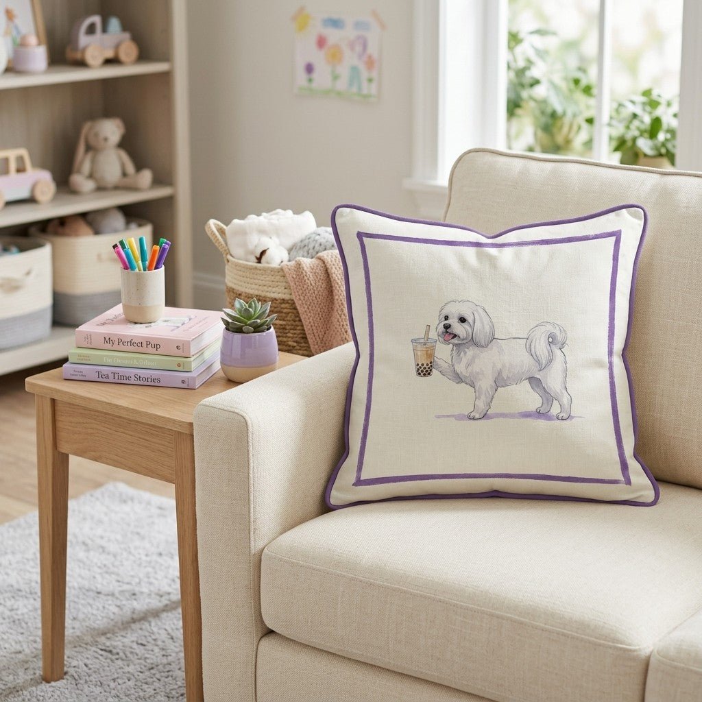Boba Maltese Throw Pillow - Hillcroft Home
