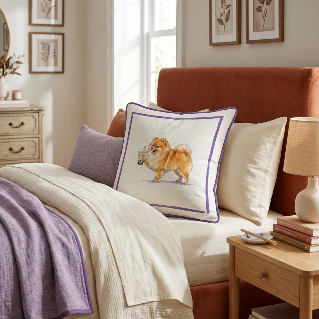 Boba Pomeranian Throw Pillow - Hillcroft Home