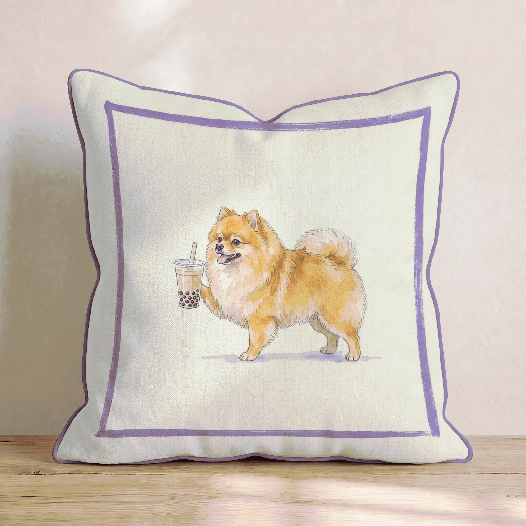 Boba Pomeranian Throw Pillow - Hillcroft Home