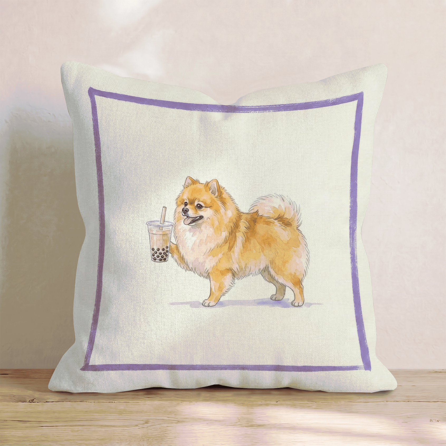 Boba Pomeranian Throw Pillow - Hillcroft Home