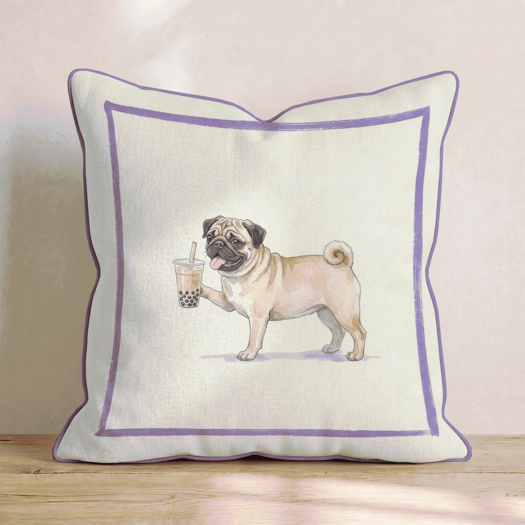 Boba Pug Throw Pillow - Hillcroft Home
