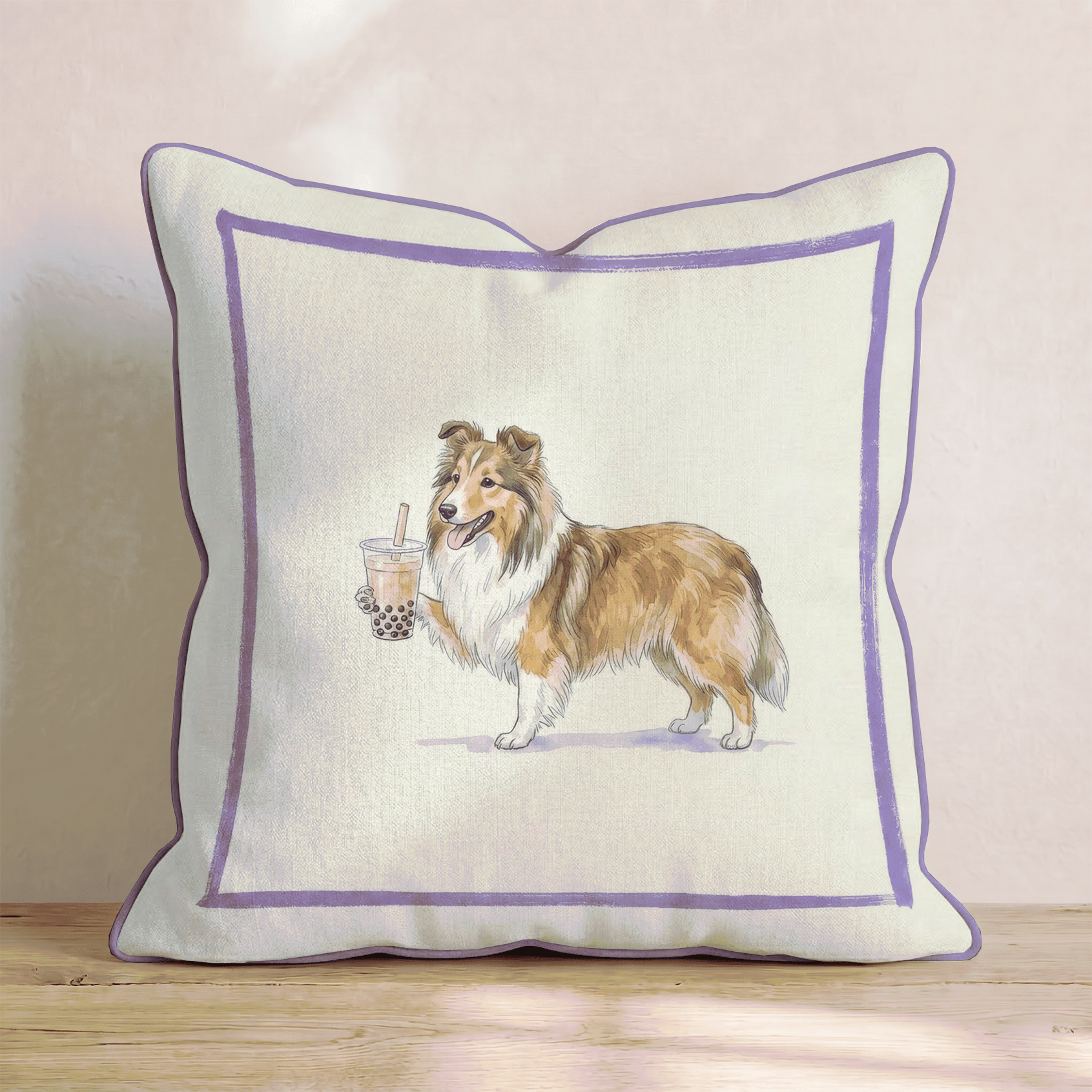 Boba Sheltie Throw Pillow - Hillcroft Home