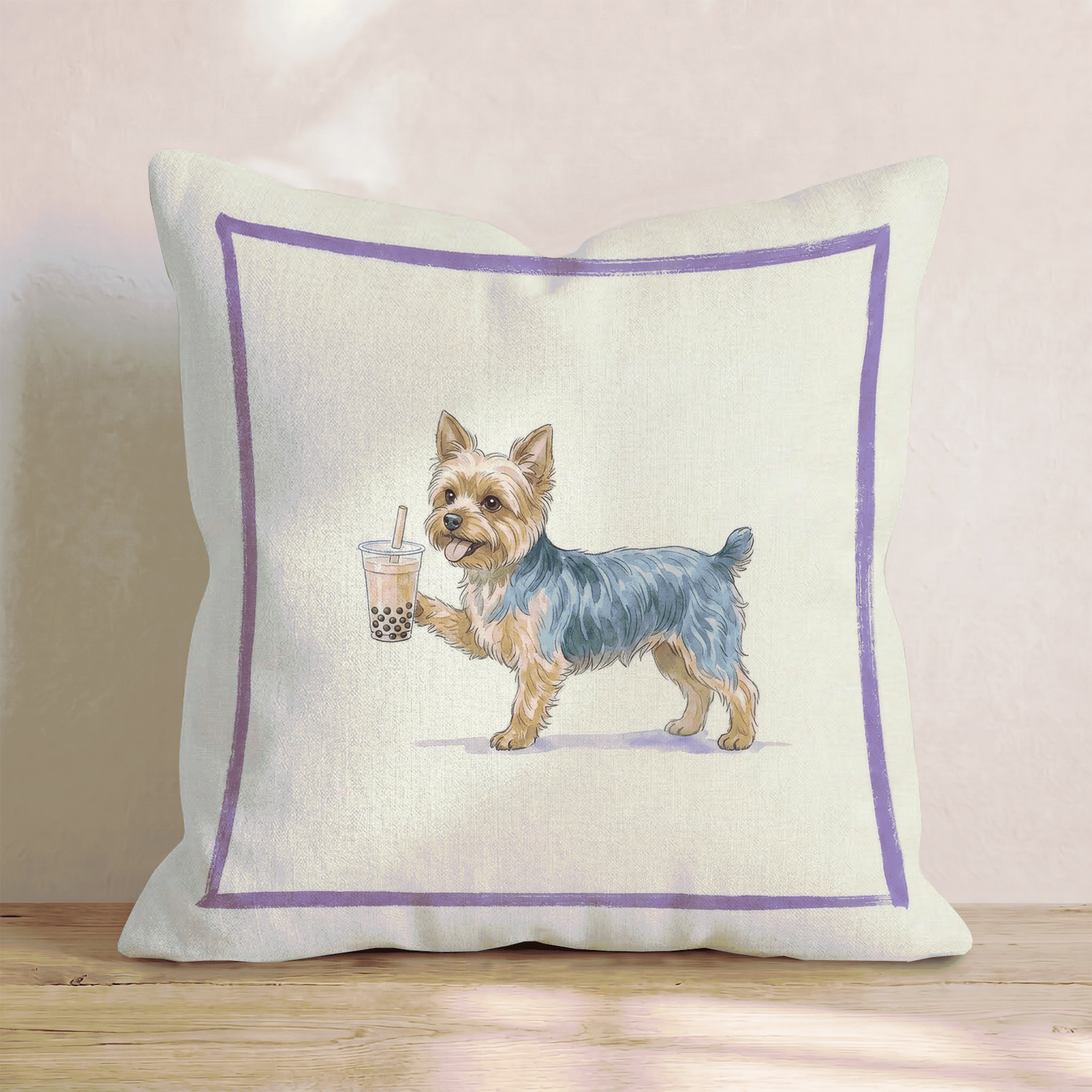 Boba Yorkie Throw Pillow - Hillcroft Home
