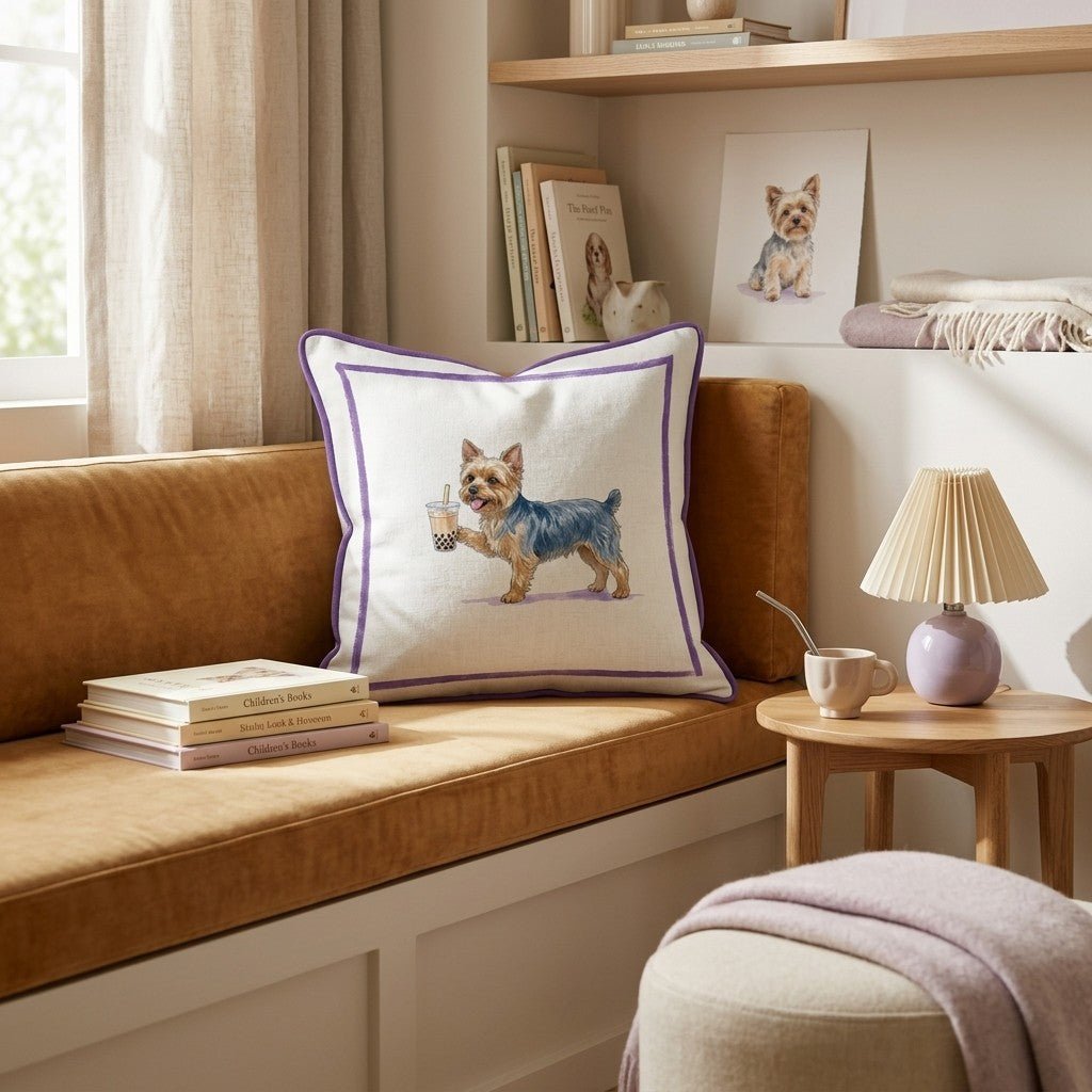Boba Yorkie Throw Pillow - Hillcroft Home