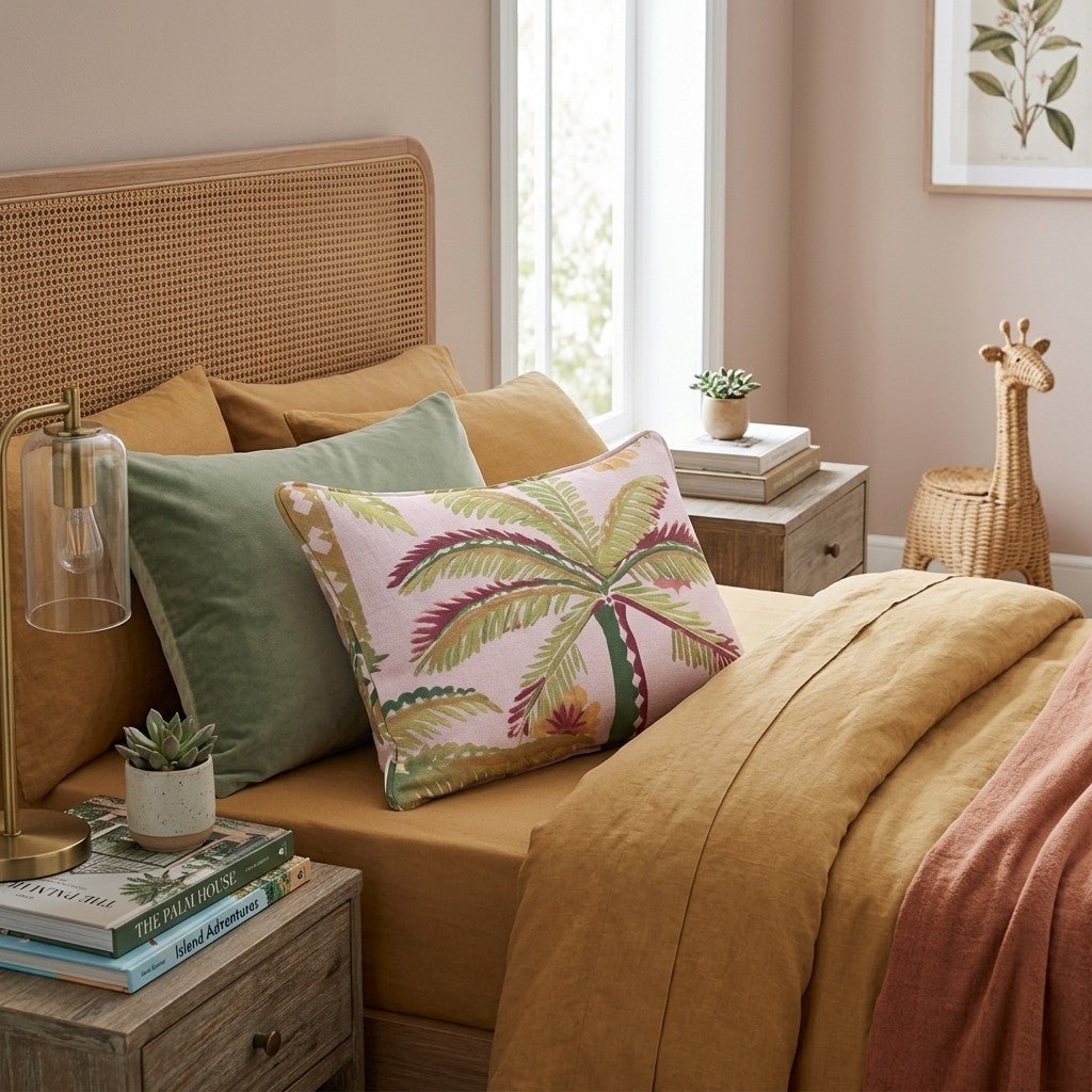 Boho Palms and Flowers Throw Pillow - Hillcroft Home