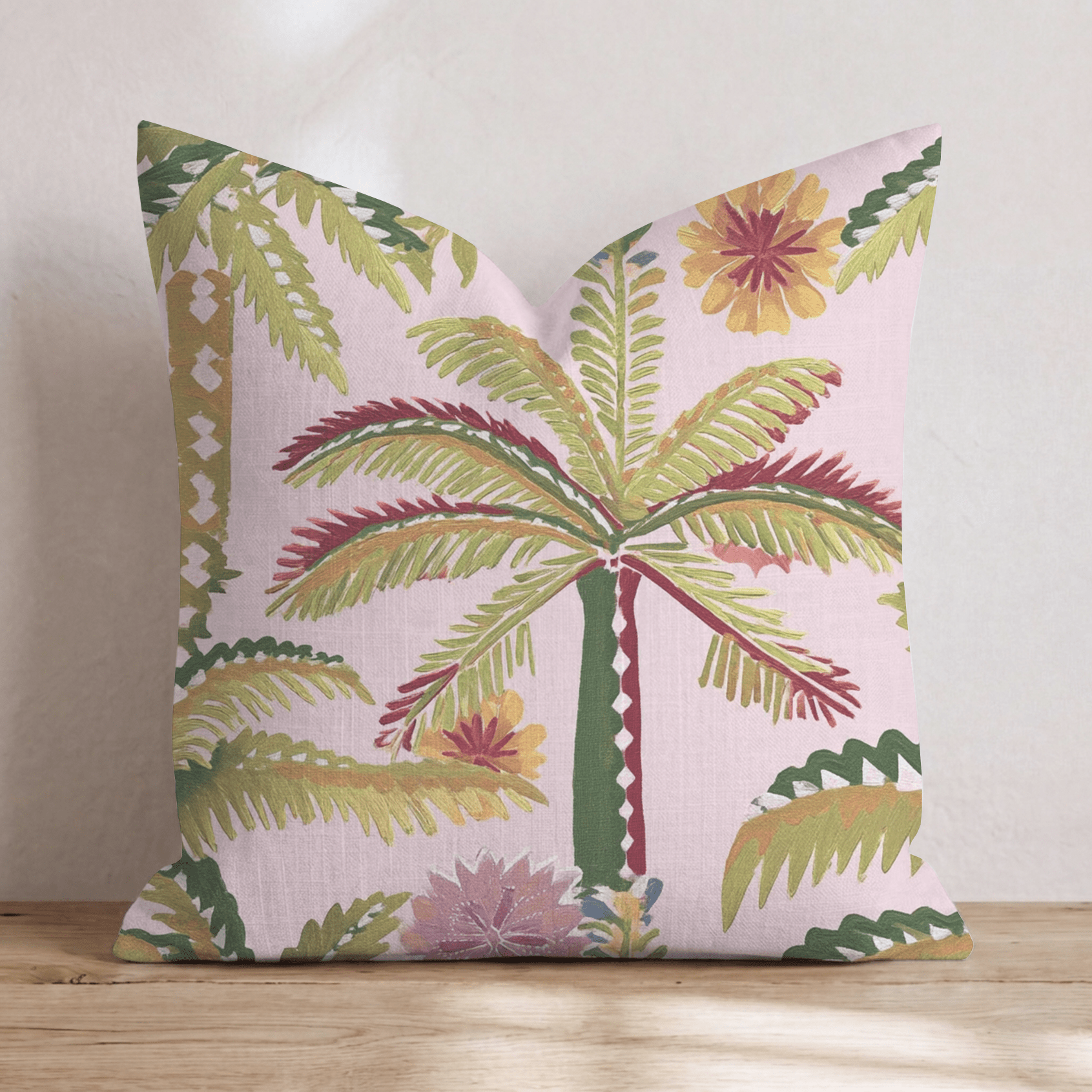 Boho Palms and Flowers Throw Pillow - Hillcroft Home