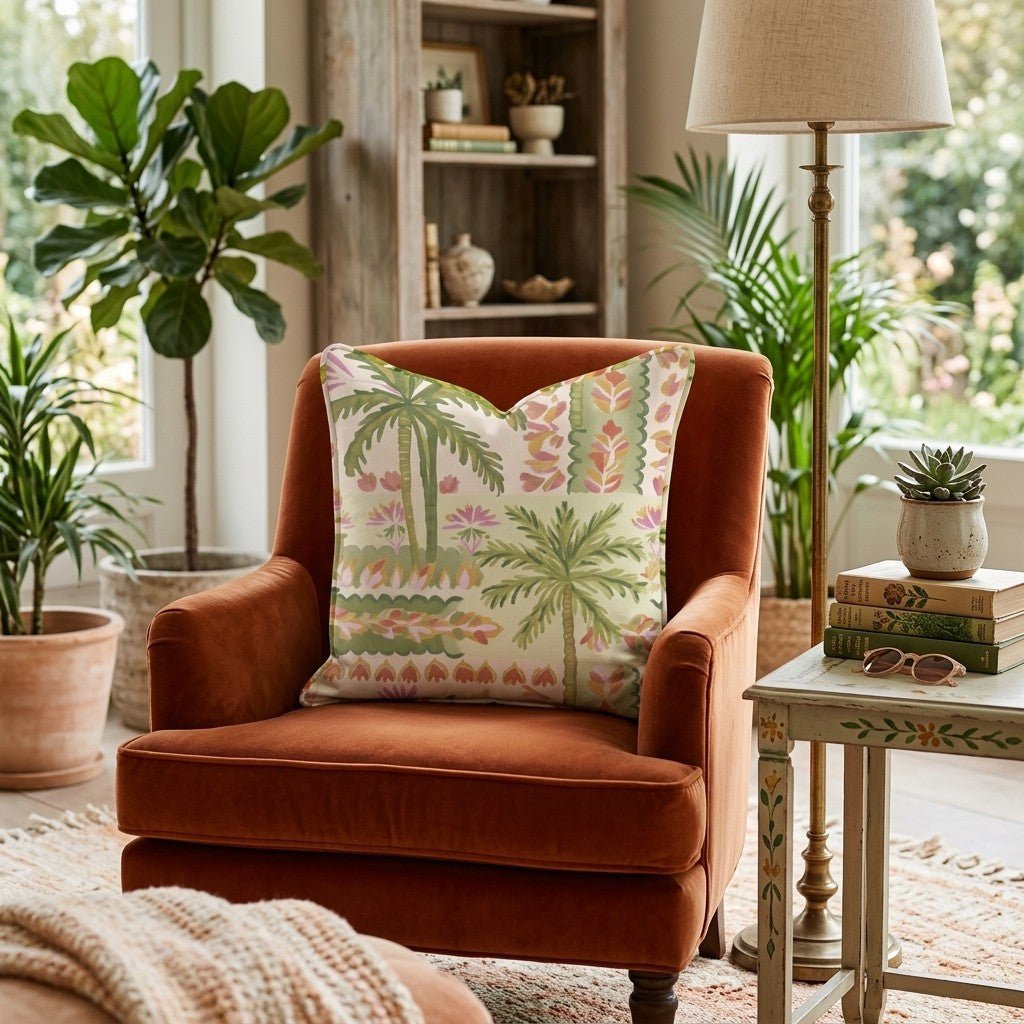 Boho Trees and Palms Throw Pillow - Hillcroft Home