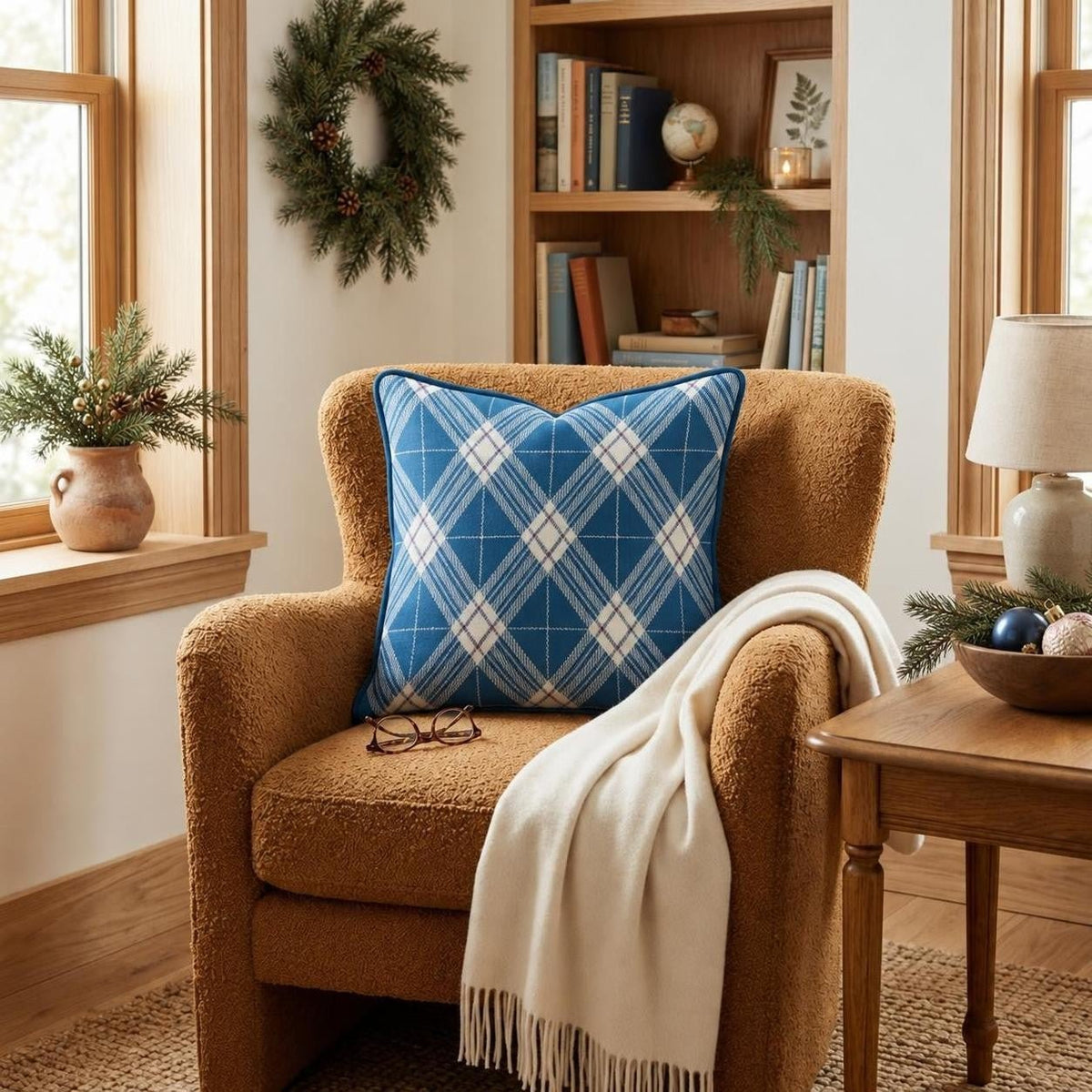 Bold and Beautiful Plaid Throw Pillow throw pillow - Hillcroft Home