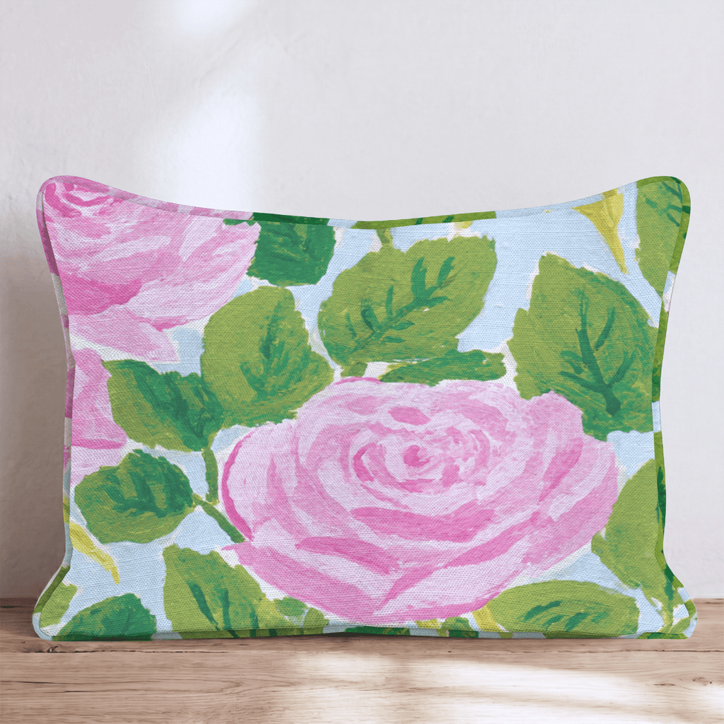 Bold Rose Blue Sky Throw Pillow - Hillcroft Home