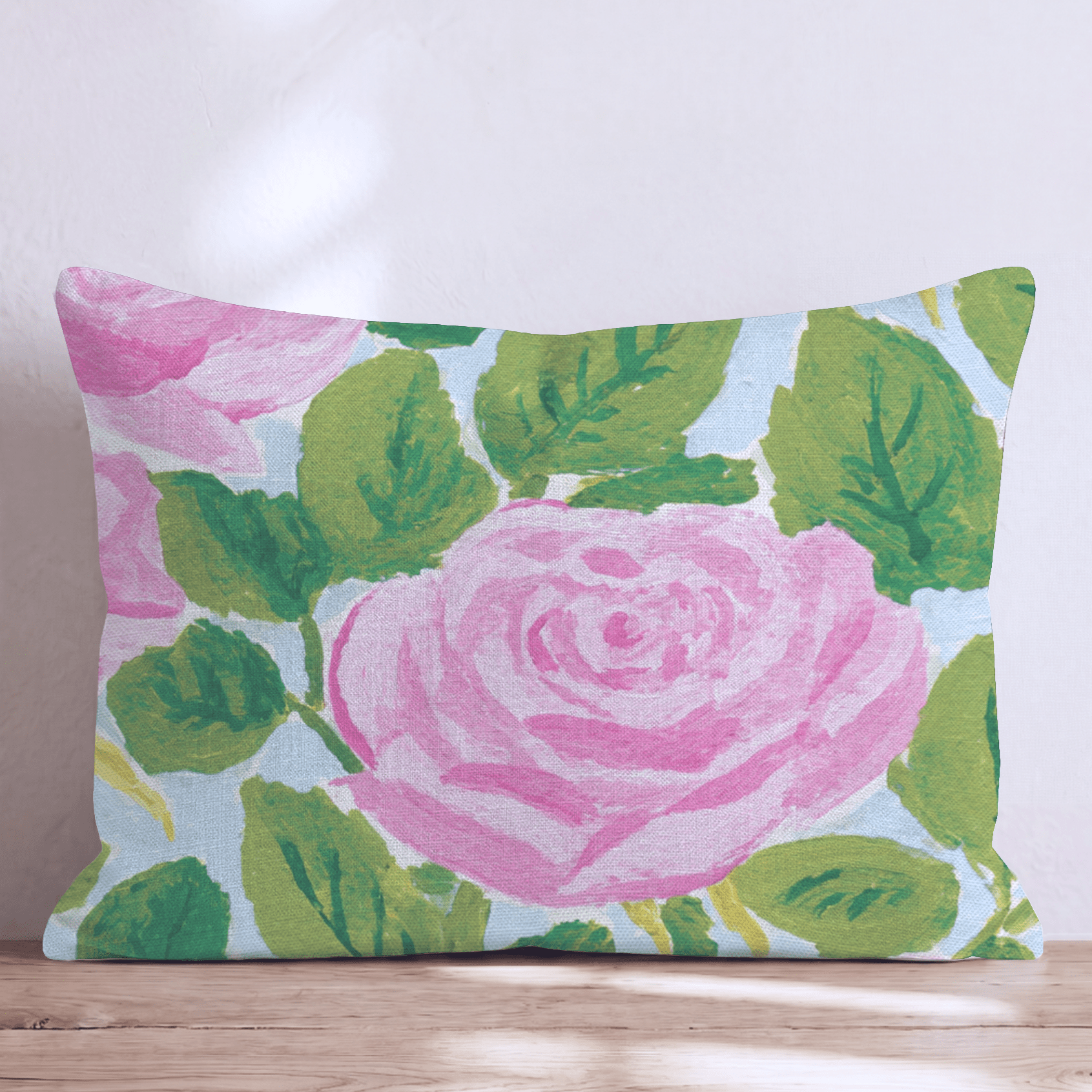 Bold Rose Blue Sky Throw Pillow - Hillcroft Home