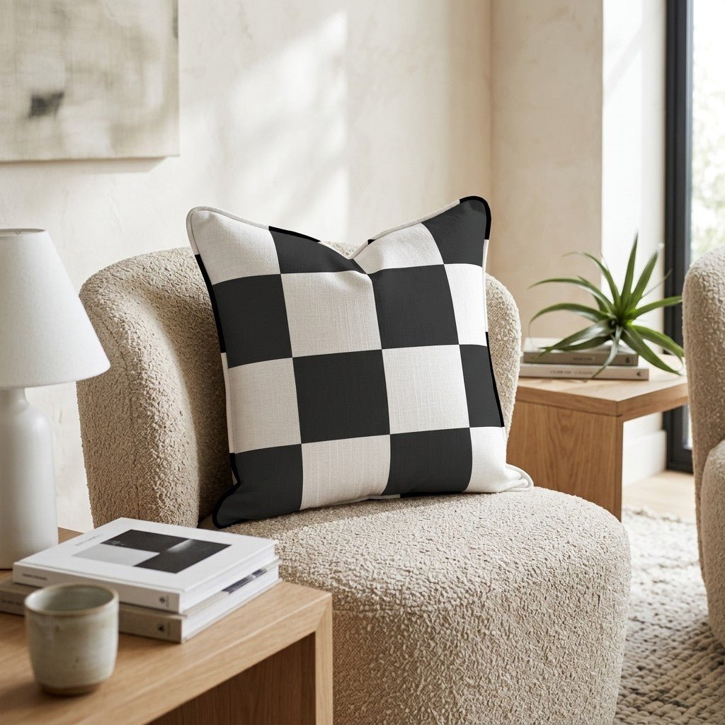 Bold White Check Throw Pillow - Hillcroft Home