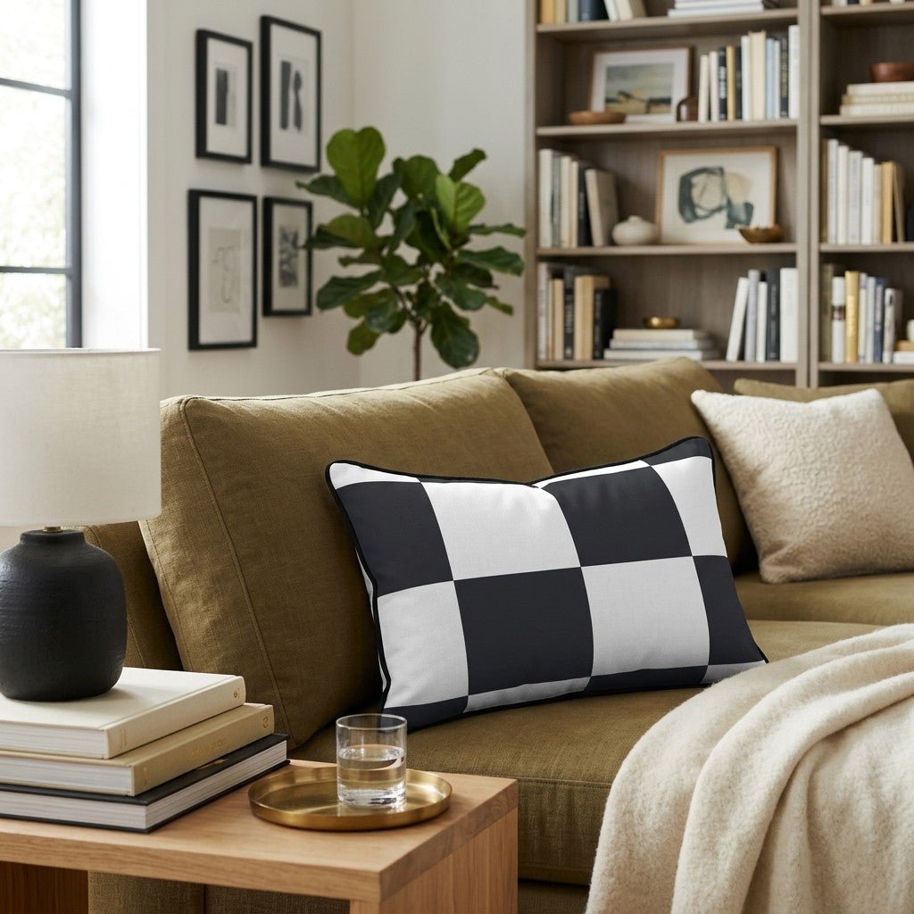 Bold White Check Throw Pillow - Hillcroft Home