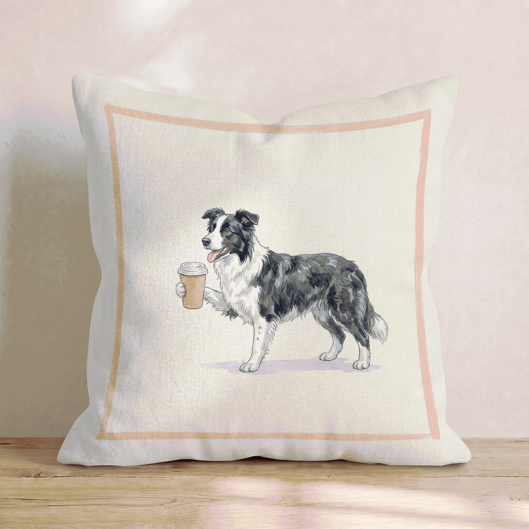 Border Collie Coffee Throw Pillow - Hillcroft Home