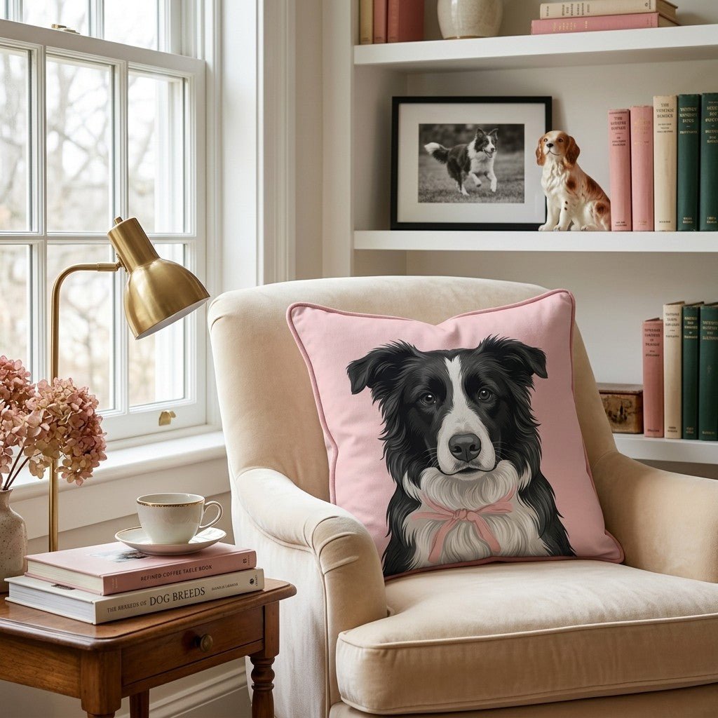 Border Collie Portrait Throw Pillow - Hillcroft Home
