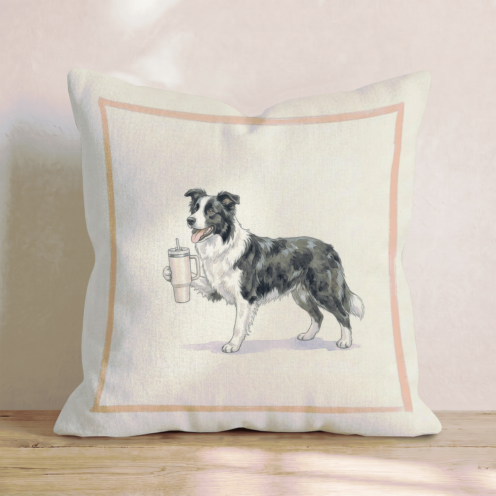 Border Collie Tumbler Throw Pillow - Hillcroft Home
