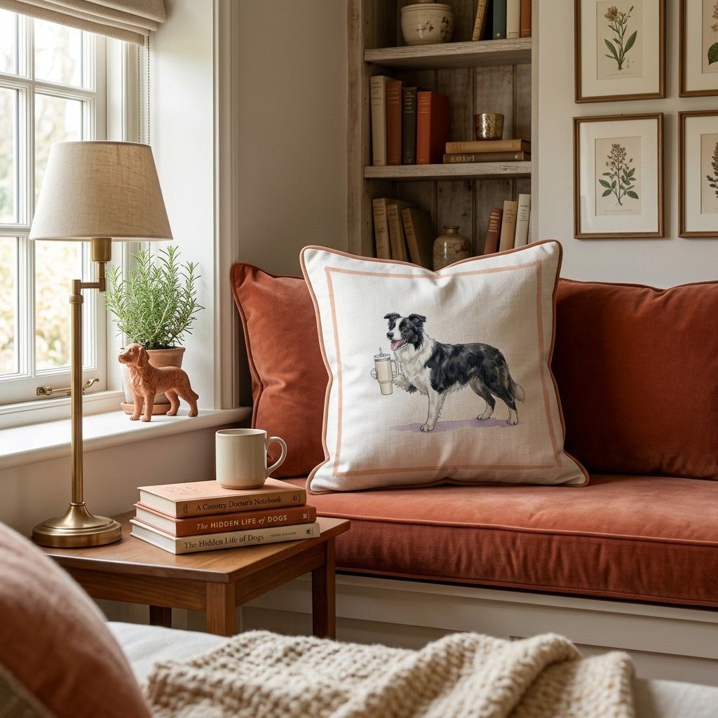 Border Collie Tumbler Throw Pillow - Hillcroft Home