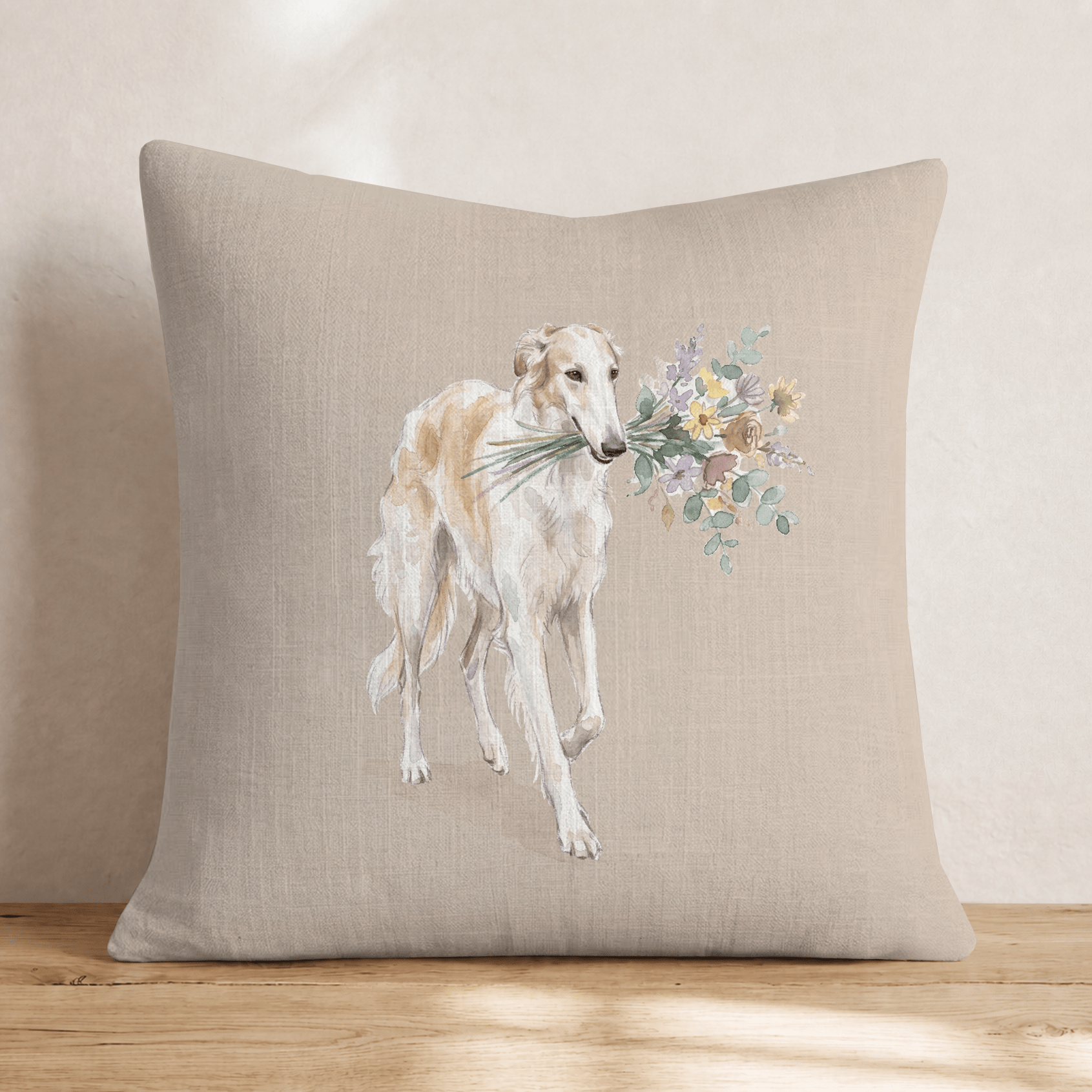 Borzoi Bouquet Throw Pillow - Hillcroft Home