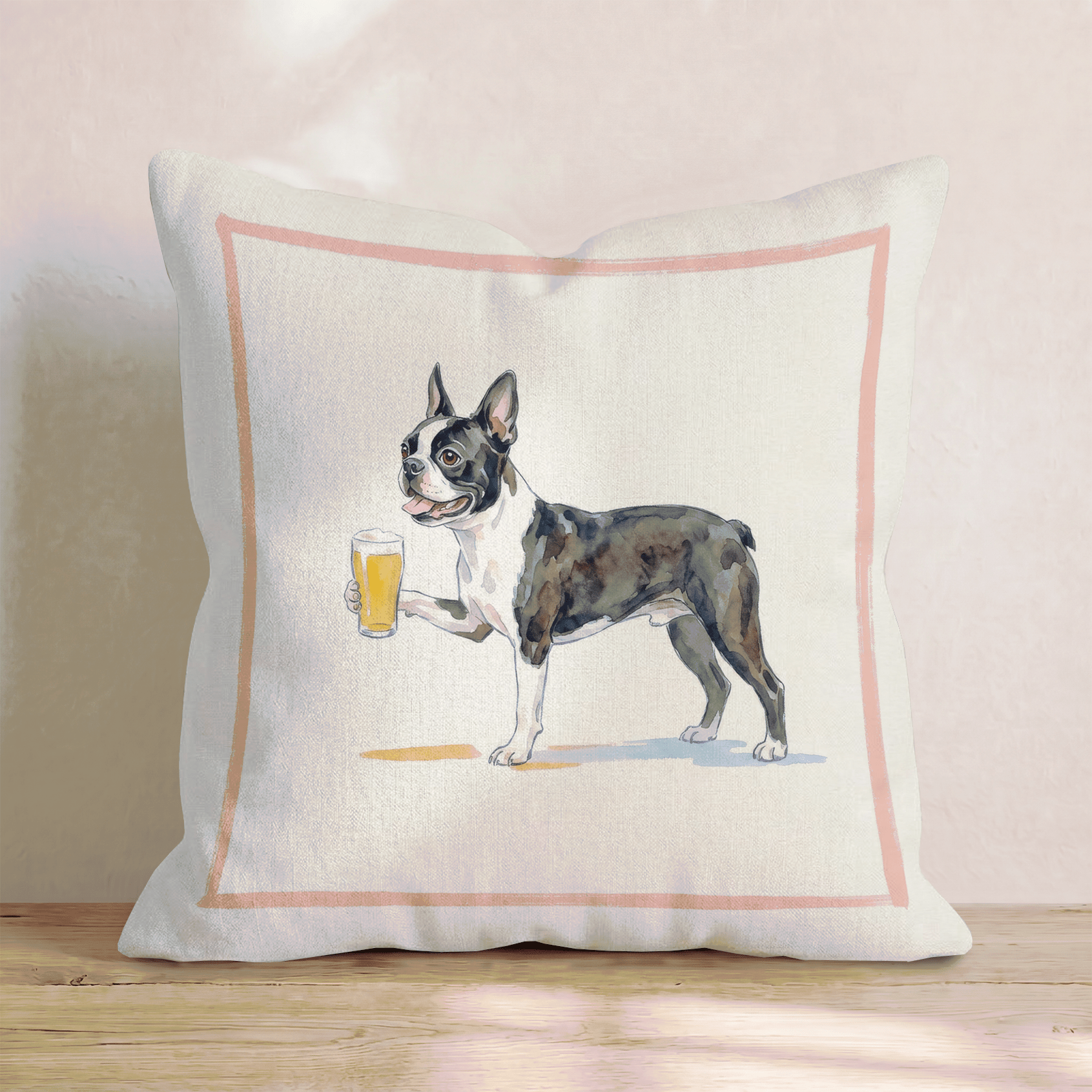 Boston Terrier Lager Throw Pillow - Hillcroft Home