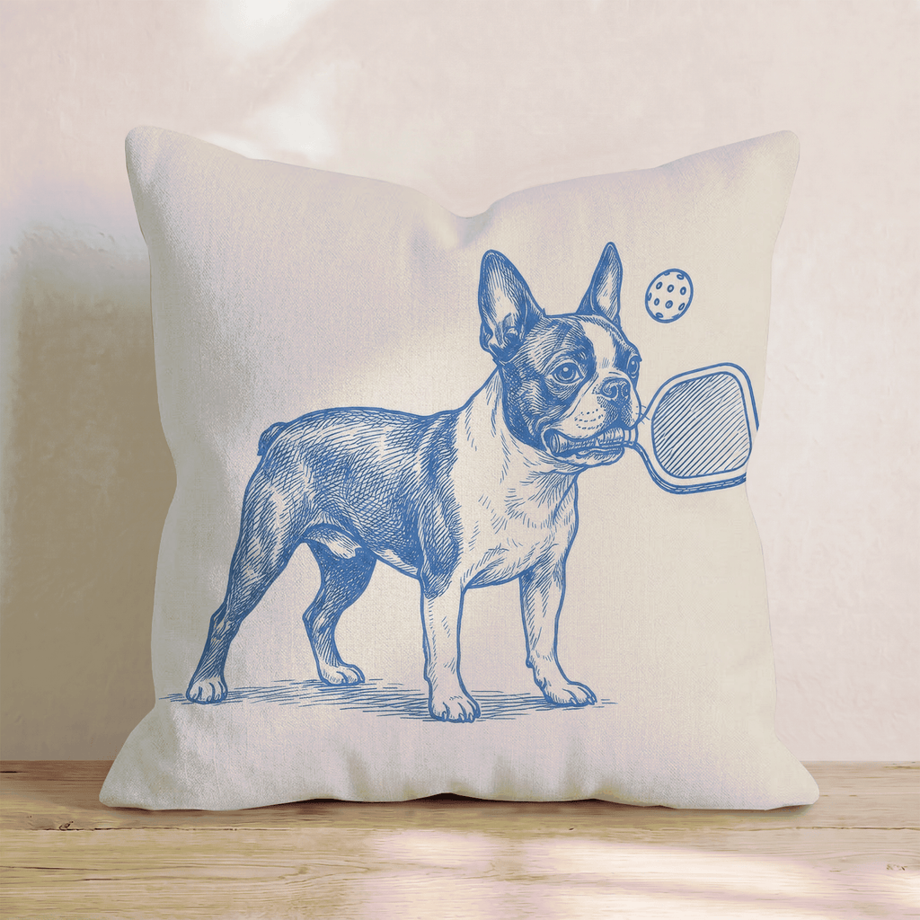 Boston Terrier Pickleball Throw Pillow - Hillcroft Home