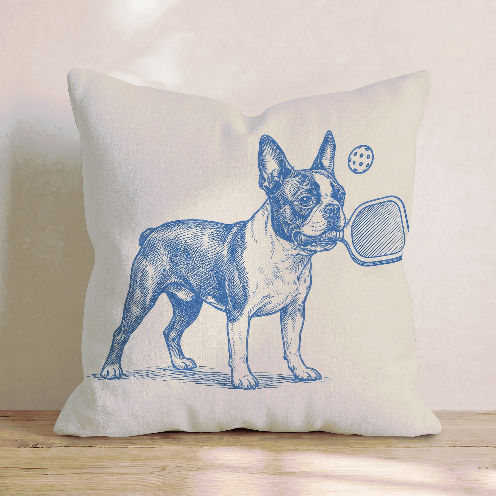 Boston Terrier Pickleball Throw Pillow - Hillcroft Home
